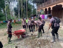*Gotong Royong di Pesantren Terdampak Banjir Bandang, Polres Nagan Raya Hadir Bantu Pemulihan*